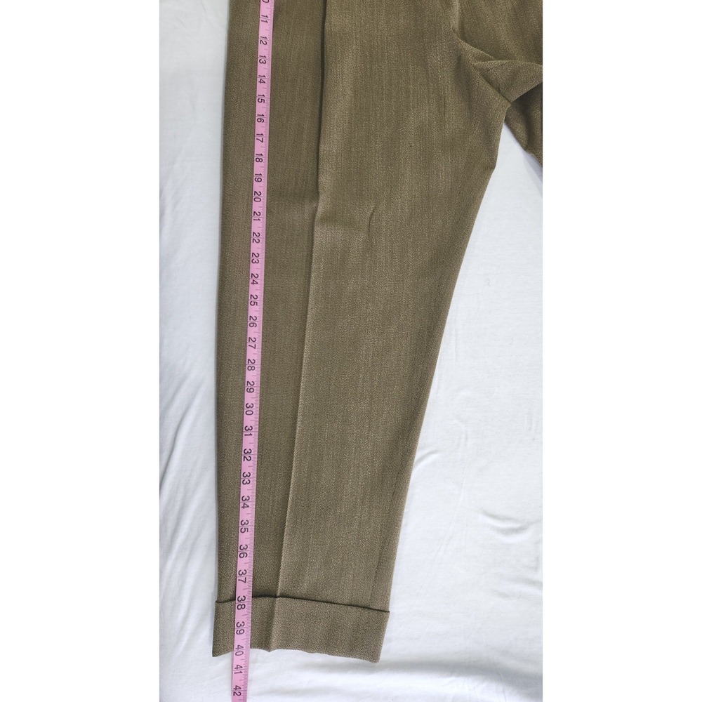 Vintage Burberrys Virgin Wool High Waist Tapered Trousers Olive Drab Size 14 - Picture 5 of 9